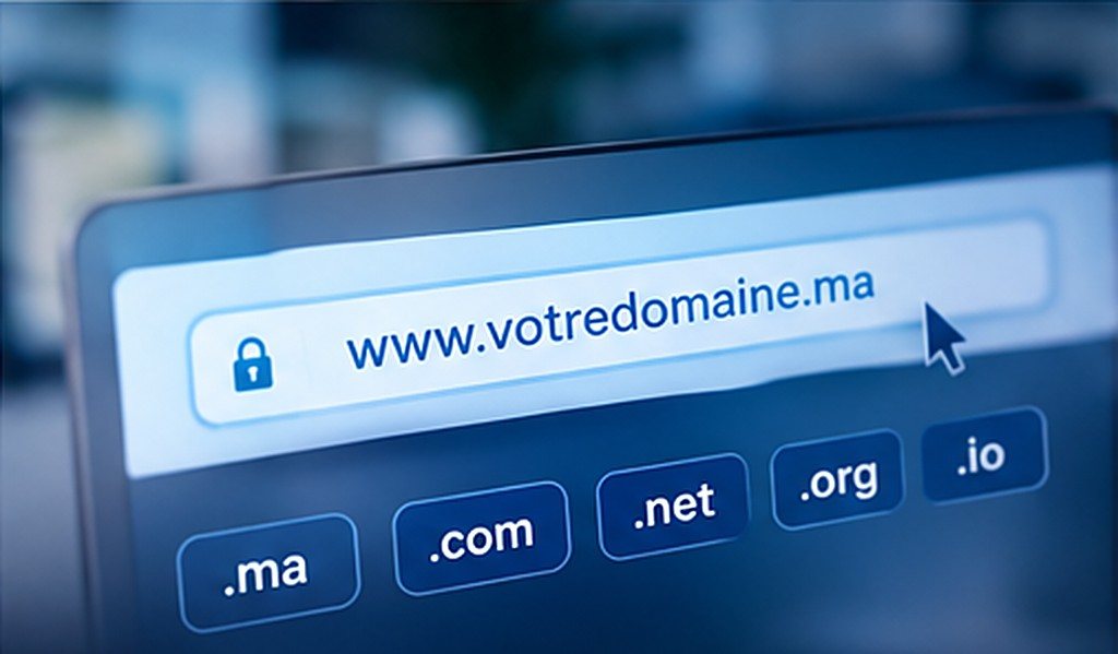 Barre d’adresse avec les extensions .ma, .com, .net, .org