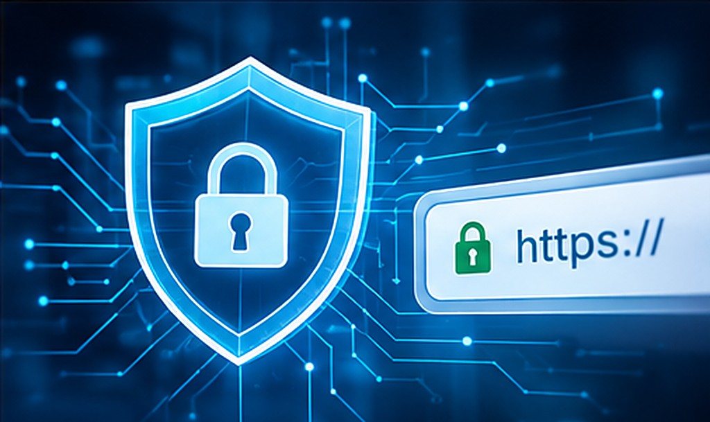 Bouclier et cadenas, connexion HTTPS sécurisée